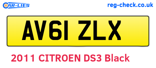 AV61ZLX are the vehicle registration plates.