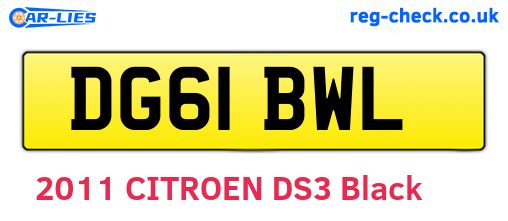 DG61BWL are the vehicle registration plates.