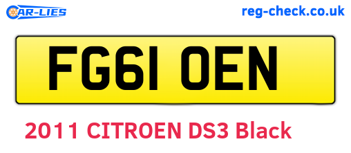 FG61OEN are the vehicle registration plates.