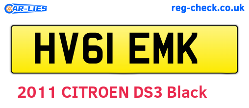 HV61EMK are the vehicle registration plates.