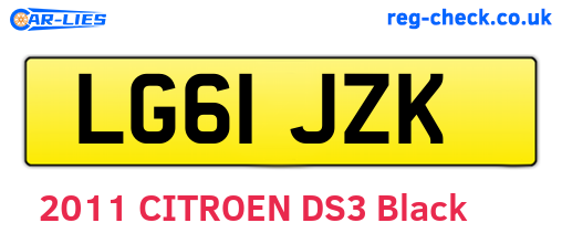 LG61JZK are the vehicle registration plates.