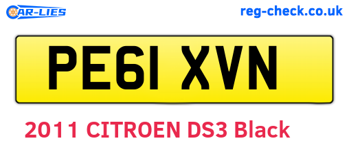PE61XVN are the vehicle registration plates.