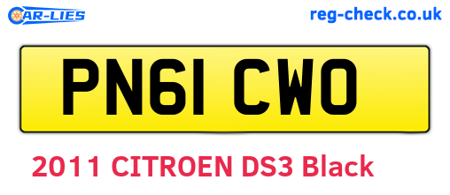 PN61CWO are the vehicle registration plates.