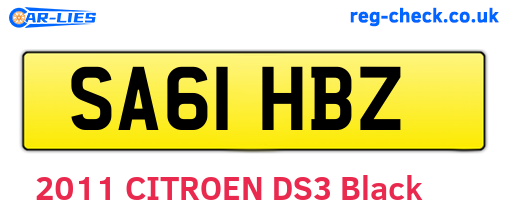 SA61HBZ are the vehicle registration plates.