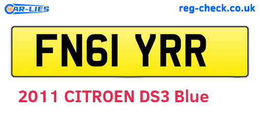 FN61YRR are the vehicle registration plates.