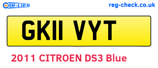 GK11VYT are the vehicle registration plates.