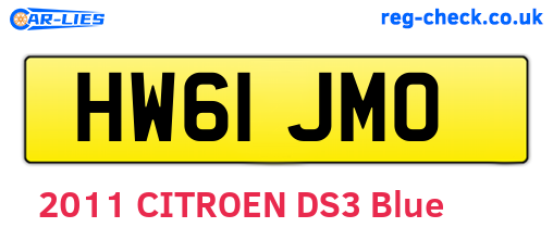 HW61JMO are the vehicle registration plates.