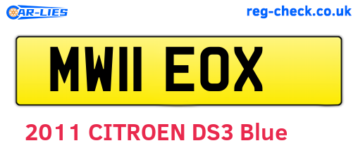 MW11EOX are the vehicle registration plates.