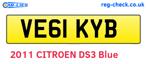 VE61KYB are the vehicle registration plates.