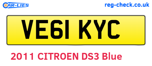 VE61KYC are the vehicle registration plates.