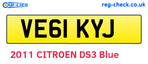 VE61KYJ are the vehicle registration plates.