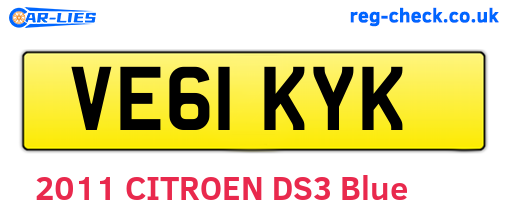 VE61KYK are the vehicle registration plates.