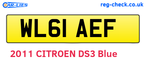 WL61AEF are the vehicle registration plates.