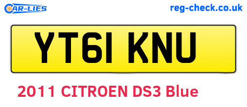 YT61KNU are the vehicle registration plates.