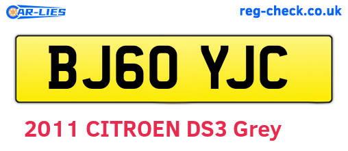 BJ60YJC are the vehicle registration plates.