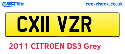 CX11VZR are the vehicle registration plates.