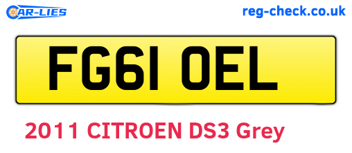 FG61OEL are the vehicle registration plates.