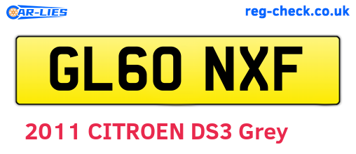 GL60NXF are the vehicle registration plates.
