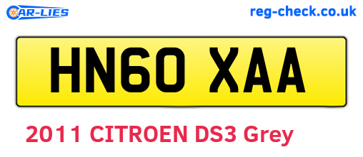 HN60XAA are the vehicle registration plates.
