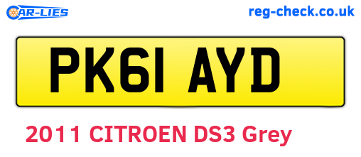 PK61AYD are the vehicle registration plates.