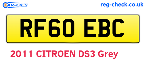 RF60EBC are the vehicle registration plates.