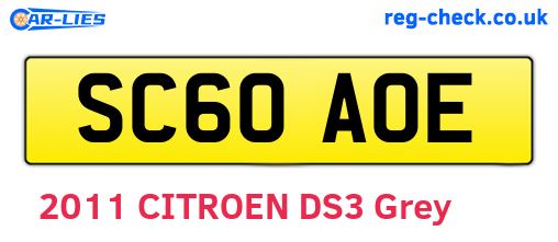SC60AOE are the vehicle registration plates.