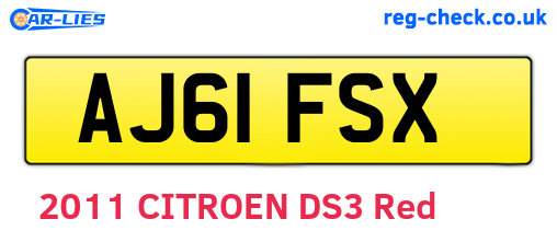 AJ61FSX are the vehicle registration plates.