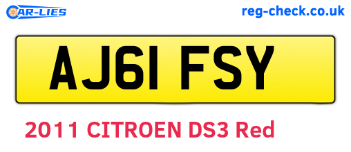 AJ61FSY are the vehicle registration plates.