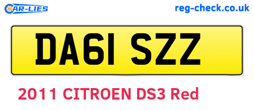 DA61SZZ are the vehicle registration plates.