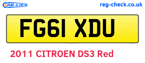 FG61XDU are the vehicle registration plates.