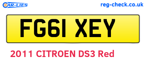 FG61XEY are the vehicle registration plates.