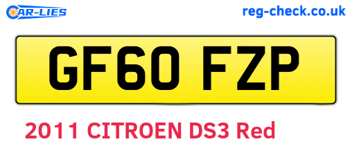 GF60FZP are the vehicle registration plates.