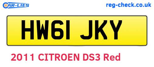 HW61JKY are the vehicle registration plates.