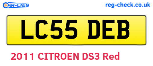 LC55DEB are the vehicle registration plates.