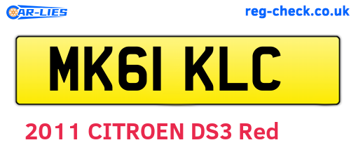 MK61KLC are the vehicle registration plates.