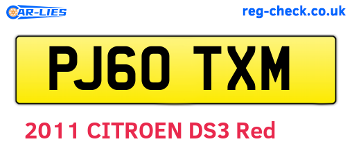 PJ60TXM are the vehicle registration plates.
