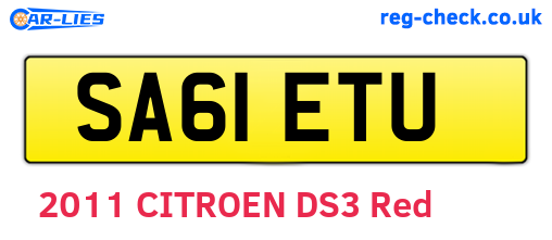 SA61ETU are the vehicle registration plates.