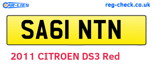 SA61NTN are the vehicle registration plates.