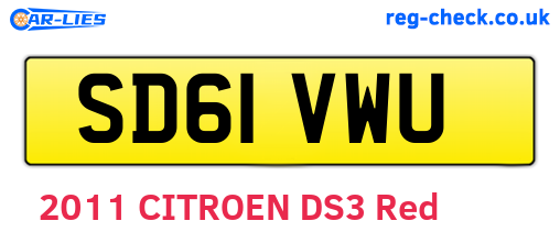 SD61VWU are the vehicle registration plates.