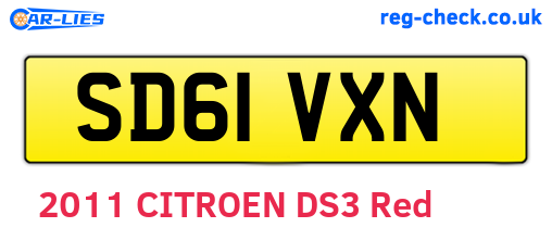 SD61VXN are the vehicle registration plates.