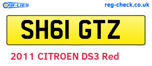SH61GTZ are the vehicle registration plates.