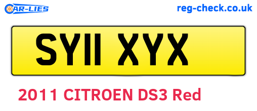 SY11XYX are the vehicle registration plates.