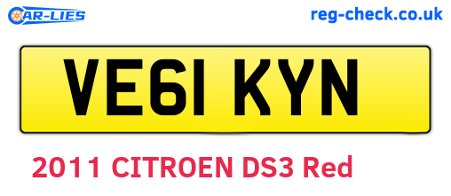 VE61KYN are the vehicle registration plates.