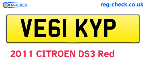 VE61KYP are the vehicle registration plates.