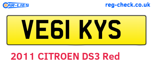 VE61KYS are the vehicle registration plates.