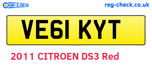VE61KYT are the vehicle registration plates.