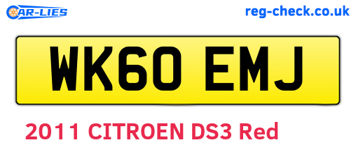 WK60EMJ are the vehicle registration plates.