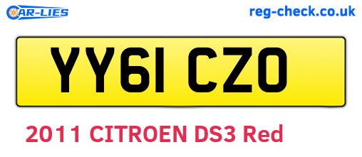 YY61CZO are the vehicle registration plates.