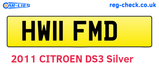 HW11FMD are the vehicle registration plates.