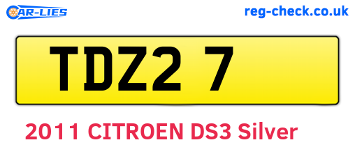 TDZ27 are the vehicle registration plates.